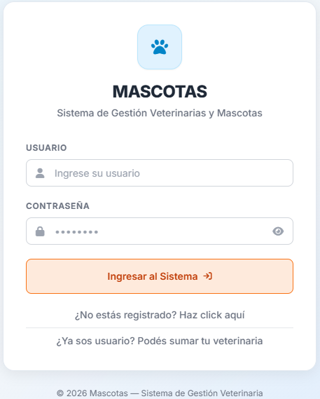 Login de Sistema para Veterinarias